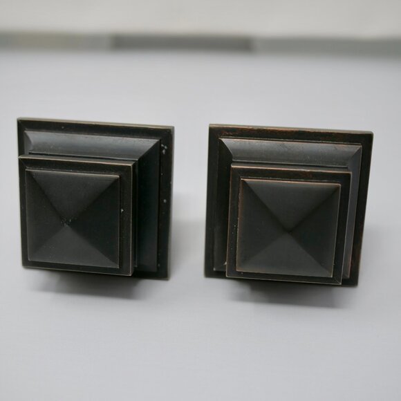 Annie Selke Square Oil Rubbed Bronze Finials Set of 2 Discontinued NEW NIB - Picture 8 of 8